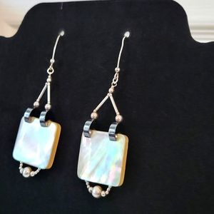 ❤ SILVER VINTAGE EARRINGS MOHTER PEARL